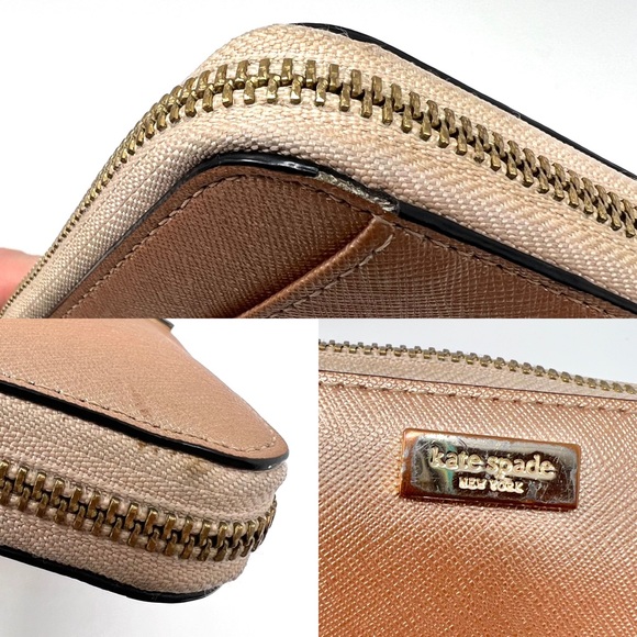 Kate Spade Laurel Way Neda Rose Gold Saffiano Leather Zip Around Wallet - Picture 7 of 12